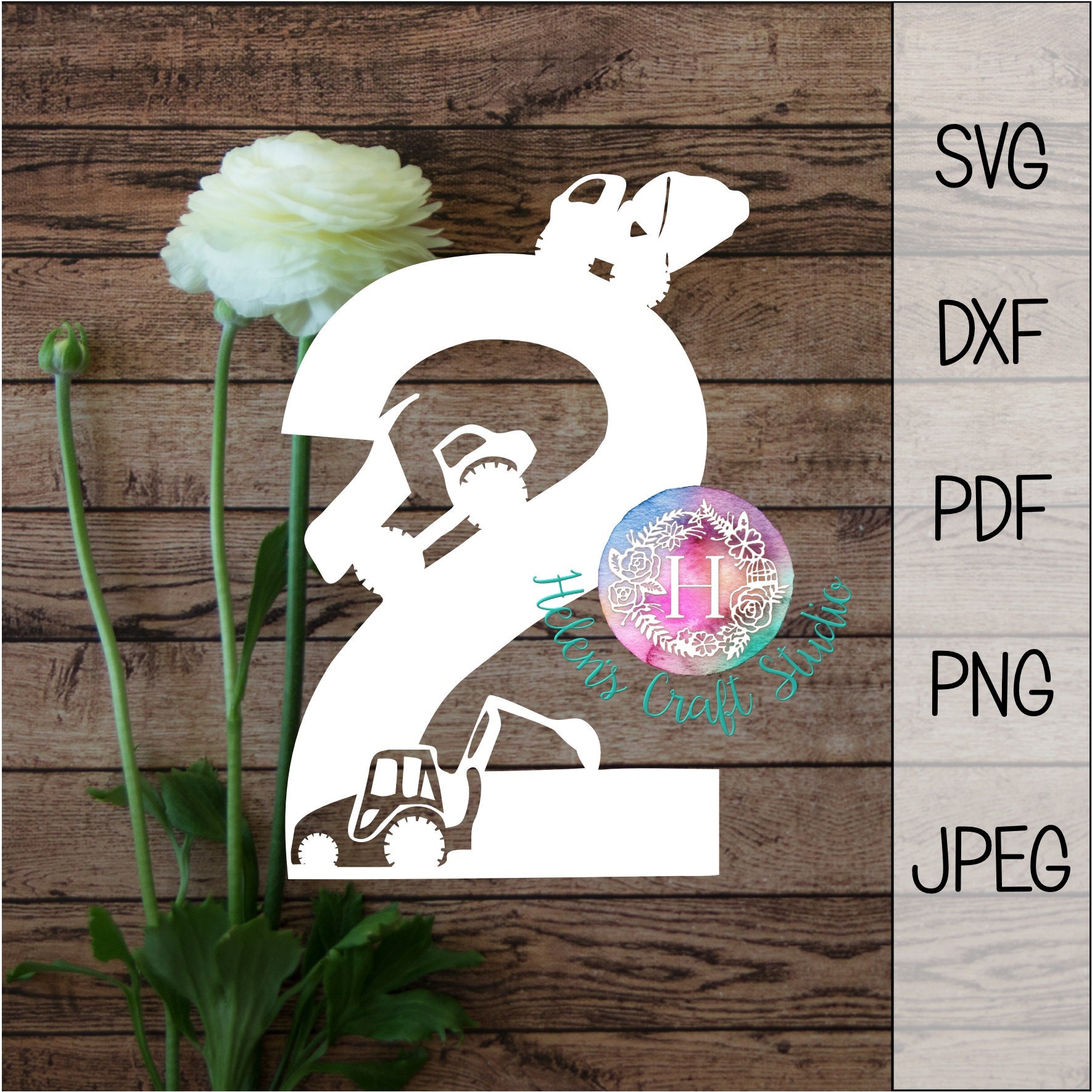 Download Construction 2nd birthday SVG cutting file and DXF file for