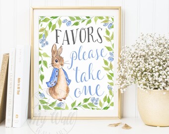 Baby Shower Sign, Favors sign, Peter Rabbit Baby Shower, Please Take One, Baby Shower Printable, Baby Shower Prints, Baby Shower Poster