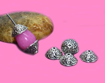Silver cone bead caps antique 11x05mm