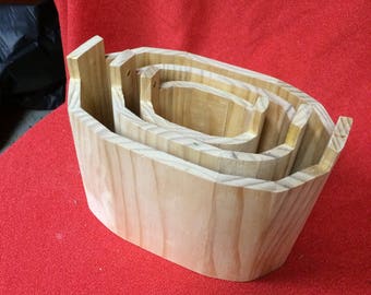 Pine "Holdsall" Buckets (Nesting set of 3)