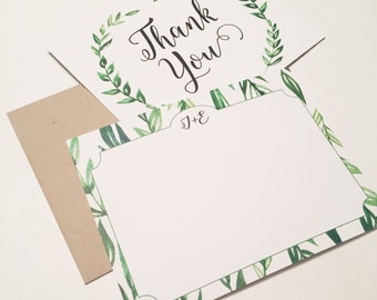 Rustic Laurel Wreath Thank You Cards **envelopes included**