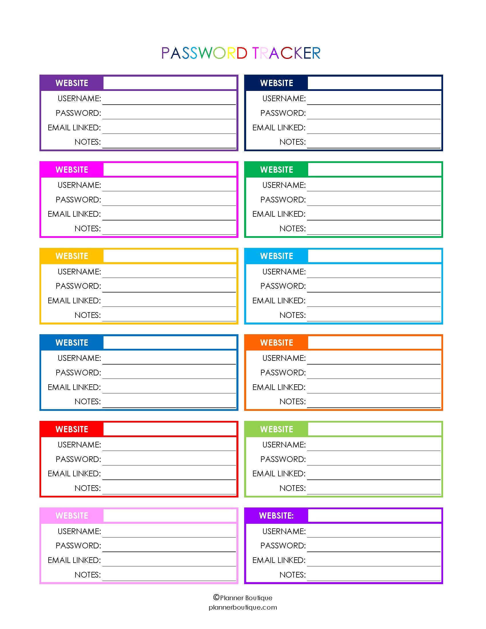 Password Tracker Password Log Password Organizer 0188