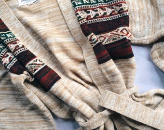70s VTG Southwestern Style Belted Sweater