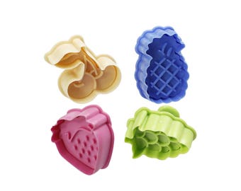Fruit Shaped Plungers / Pastry Cookie Dough Fondant Spring Punch Set / Sugarcraft Stamp Press / Cake Decorating / Cherry Pineapple Grapes