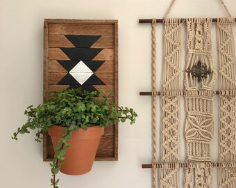 Wall Planter - Plant Hanger - Wood Wall Art - Wood Wall Planter - Wood Plant Hanger - Wood Wall Art - Geometric Wood Planter - Boho Decor