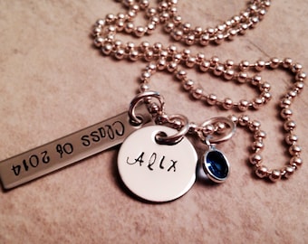 Personalized graduation necklace high school college university