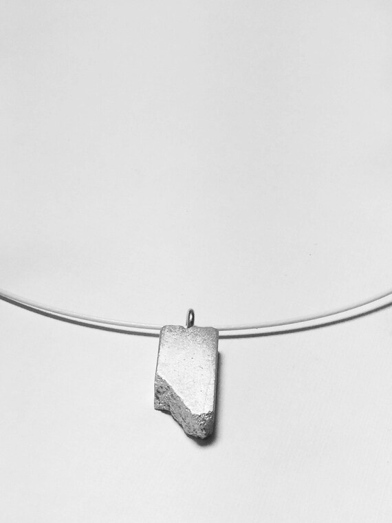 Choker Chain Necklace concrete jewelry gray with silver made of concrete