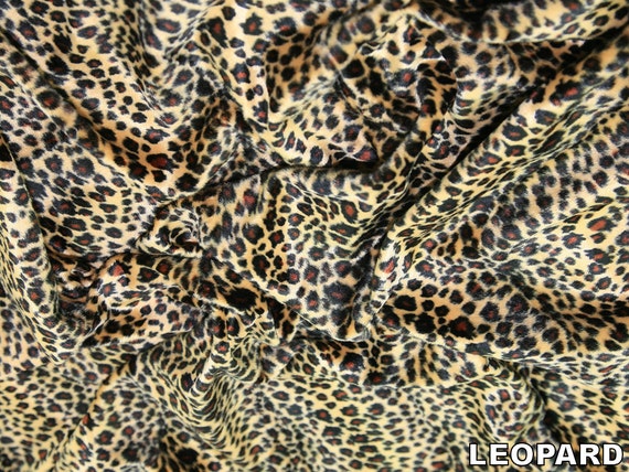 Leopard Animal Print Polyester Velboa Fabric Metre/Half