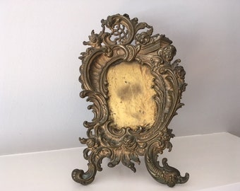 Antique Brass/Bronze Victorian Cherub Picture Frame/Easel style