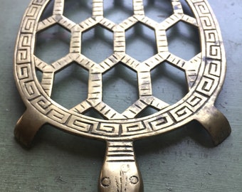 Vintage Brass Turtle Trivet