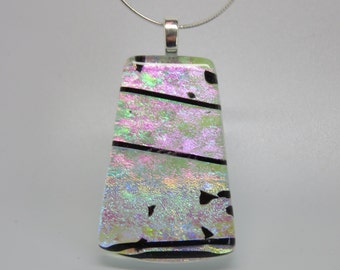 Dichroic fused art glass pendant