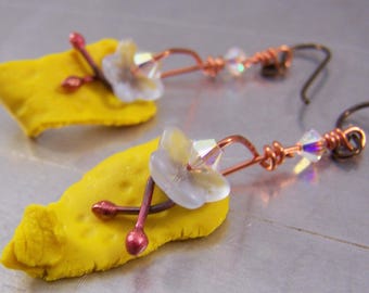 Yellow Polymer Clay Shard Earrings