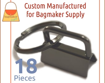 1 Inch Deluxe Key Fob Hardware, Shiny Gun Metal Finish, 18 Sets, Gunmetal Purse Handbag Hardware Jewelry Supply, KRA-AA013