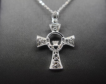 Sterling Silver Celtic Cross Pendant Necklace