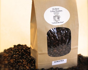 1 lb (one pound bag) Sumatra Fair Trade Organic Fresh Roasted Coffee, Whole Bean, Dark Roast,, "Caffeine Me Now"