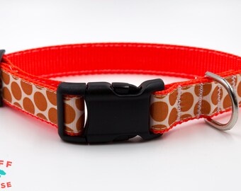 Orange Polka Dots Dog Collar | Pet Collar | Orange Polka Dots | Dog Fashion Collar | Orange and White Pet Collar