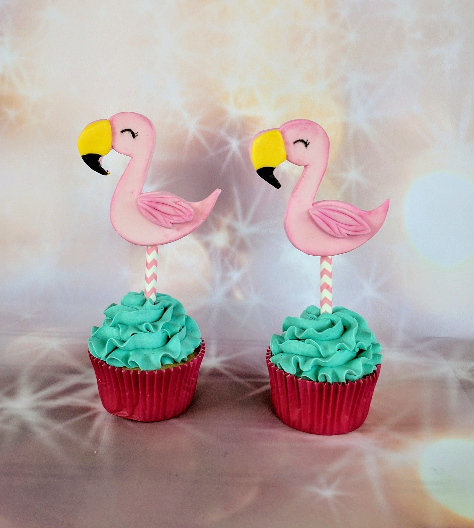 Fondant Flamingo Cupcake Toppers