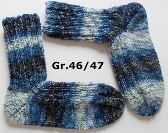 thick hand-knitted socks, Gr. 46/47 (EU), blue