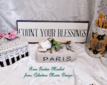 Count Your Blessings Wood Wall Sign, Hand Cut Wood, Hand Painted, Stenciled, Wall Art, Home Decor, Farmhouse Wall Sign, ECS