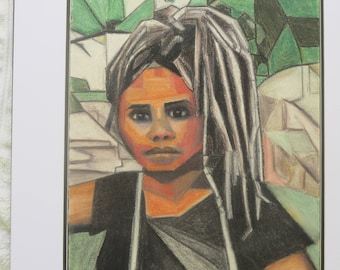 Girl with Dreadlocks Charcoal and Graphite Sticks