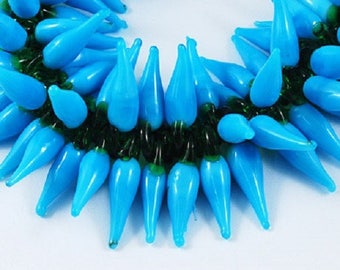 PV67 10 peppers 21x7mm opaline blue glass charms
