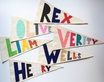 Custom Name Pennant - Custom wall banner - Canvas flag
