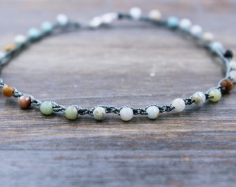 Turquoise Ankle Bracelet - Amazonite Beaded Anklet - Boho Anklet - Boho Jewelry - Bohemian Ankle Bracelet - Turquoise Anklet - Boho Ankle