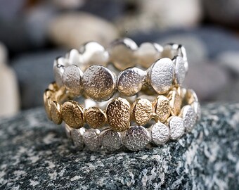 Silver Large Pebble Ring | Stacking Ring | Nature Inspired Ring