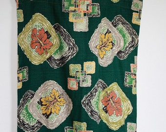 Vintage 1940's / 1950's Barkcloth Curtain Panel With Autumn Print