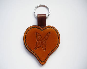 Leather heart keychain