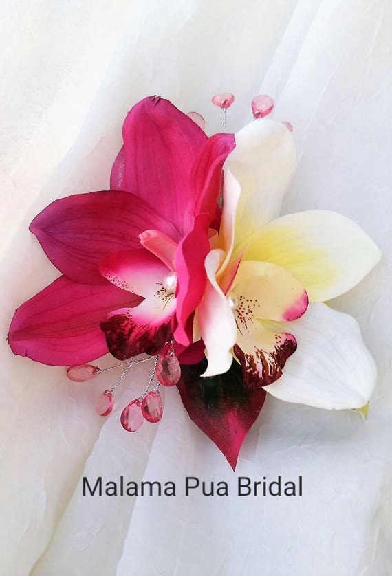 SILK ORCHID Hair flowers Hair comb Wedding Hair clip