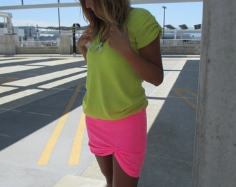 Upcycled Dress Upcycled Clothing Recycled Sweater Upcycled Clothes Eco Friendly Greenphilosophie S-M Yellow Neon Pink For Her Soft Colorful