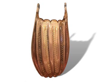 Large 1950s BAROVIER & TOSO Murano Cordonato D'oro Glass Vase