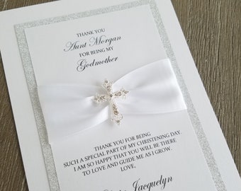 Godparent Thank You Card, Baptism, Christening, Cross