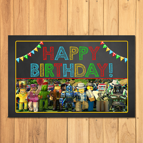 Roblox Placemat Chalkboard Roblox Happy Birthday Party Place