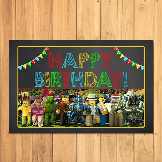 roblox happy birthday printables place placemat cards parties chalkboard places boy placemats visita