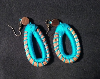 Turquoise Earrings With Brown Beads #2