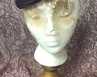 Hat, Black, Velvet, Satin, Rhinestone