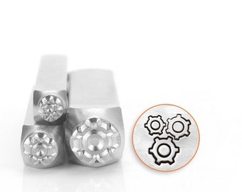 GEARS Metal Stamps, ImpressArt Stamp Pack, Three Size Stamps, ImpressArt 4mm, 6mm, and 9.5mm Steampunk Gears Design Tool for Stamped Jewelry