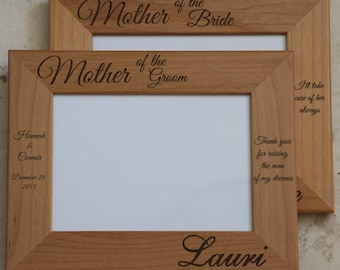 5x7 Mother of Groom Gift, Mother of Bride Frame, Laser Engraved Wood Picture Frame, Personalized Picture Frame, Aunt, Grandma, Wedding frame