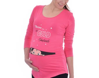 Baby It's Cold Outside, Christmas Maternity Shirt, Funny Maternity Clothes, Pregnancy Clothing, Baby Peeking