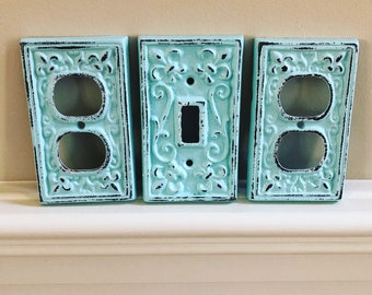 SALE/Cast Iron Double Light Switch Cover/single light switch cover/Nursery/Bedroom/Light Switch Plate/Pick color/Outlet Cover/