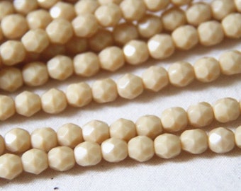 25 pcs strand of Czech glass polished beads-6mm-9017-Opaque-Lt.Beige
