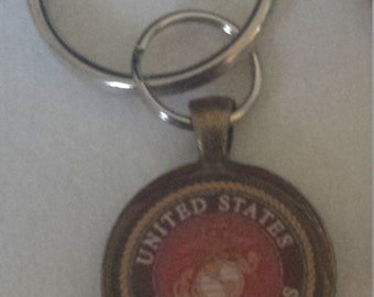Marine Corps Seal Key Ring - Antique Bronze
