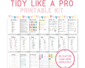 Tidy-Like-A-Pro Printable Kit, Konmari Helper, Declutter Kit, Digital, Organization Guide