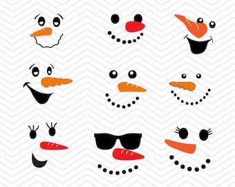 Snowman Faces svg Christmas DXF SVG PNG Snowman winter cut files , Silhouette studio, Cricut Design, Sure, Makes the Cut, instant Download