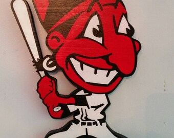 Cleveland Indians Retro Chief Wahoo Handmade Wood sign