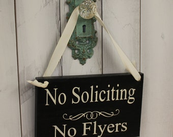No Soliciting/No FLYERS Sign/Hand painted/Wood/YOU Choose Color/Wood Sign/Outdoor Sign