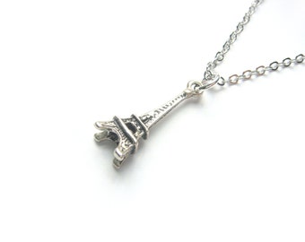 Eiffel Tower Necklace In Silver - Delicate Paris Necklace - Simple Jewelry - Stainless Steel Chain