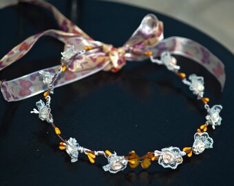 Flower Crown available in salmon & orange Butterfly pattern